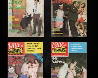 Lot of 4 "Valle De Lagrimas" 1970's 80's Mexican Fotonovela Sleaze Pulp Comics