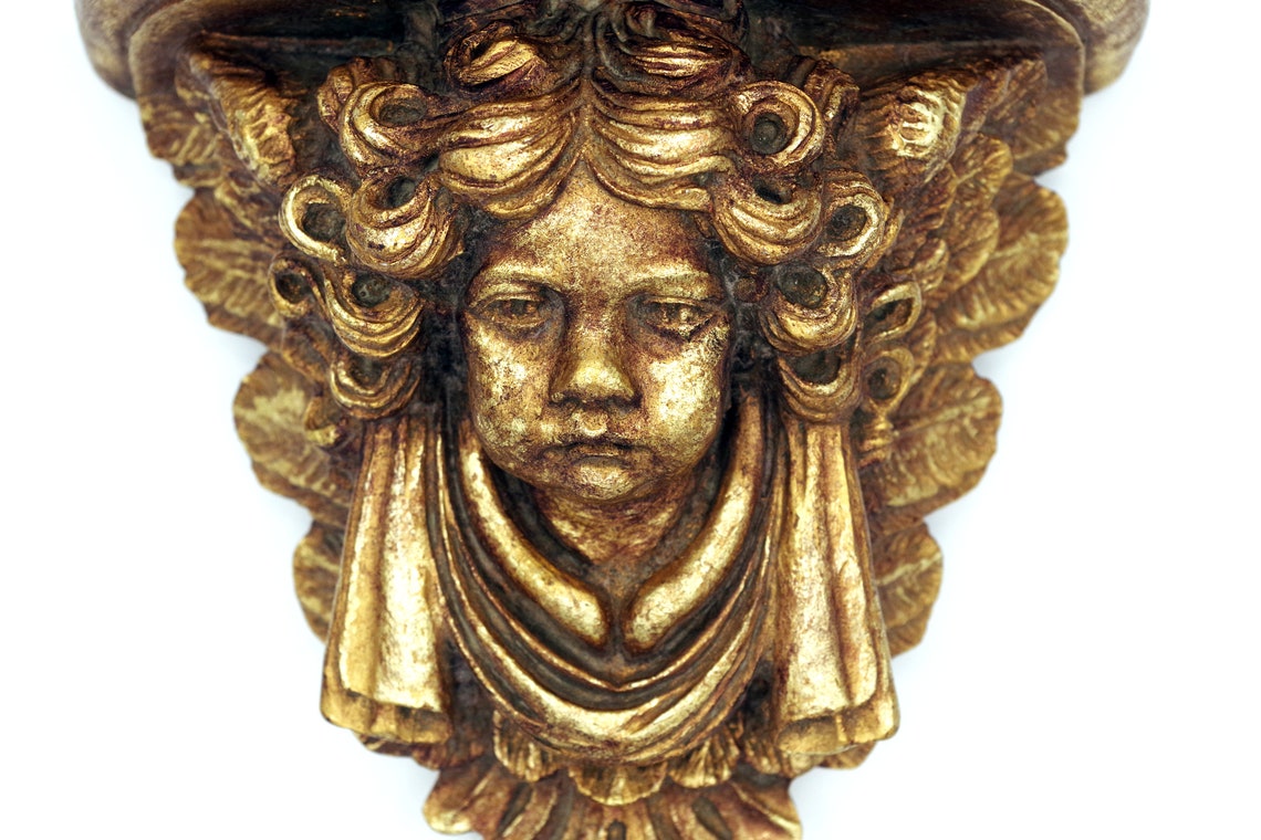 Vintage Golden Gilt Cherub Wall Shelf Decor Etsy Canada