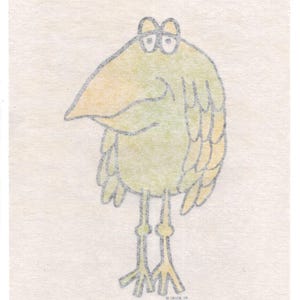 Vintage 1974 Iron On Tshirt Transfer Design Cartoon Bird 1970s Decal 8"X9.5"