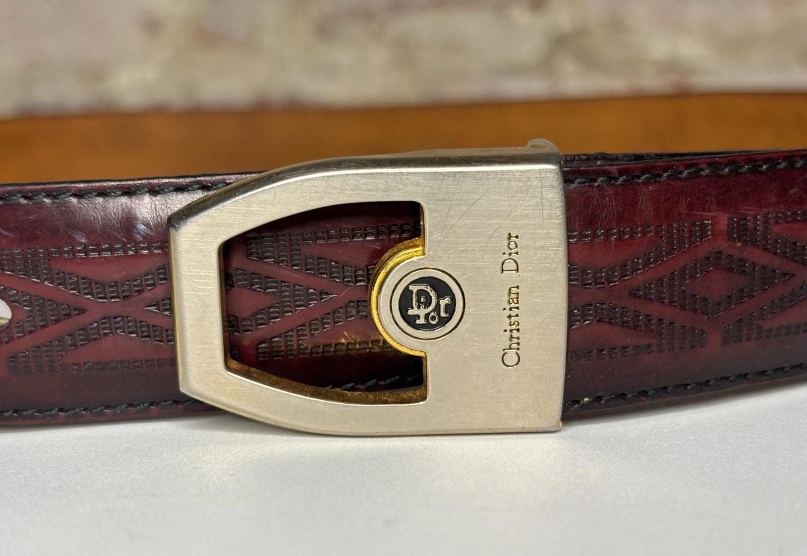 Christian Dior Vintage Oxblood Aniline Cowhide Leather Belt  Small Christian Dior Burgundy Oblique Belt main image 4