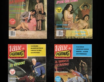 Lot of 4 "Valle De Lagrimas" 1980's Mexican Fotonovela Sleaze Pulp Comics