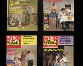 Lot of 4 "Valle De Lagrimas" 1970's 80's Mexican Fotonovela Sleaze Pulp Comics