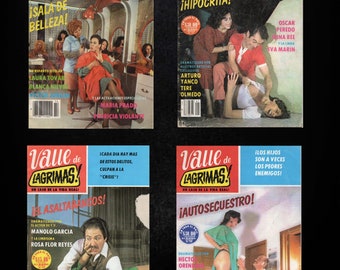 Lot of 4 "Valle De Lagrimas" 1980's Mexican Fotonovela Sleaze Pulp Comics