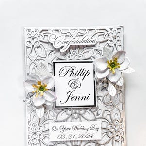 Personalized Handmade Wedding Card, Custom Card, Engagement Card, 3D Flower Card, Embossed Card, Bridal Card, Luxury, Celebration Card
