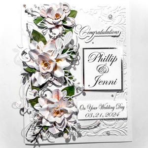 Personalized Handmade Wedding Card, Custom Card, Engagement Card, 3D flower Card, Embossed Card, Bridal Card, Luxury Card, Celebration