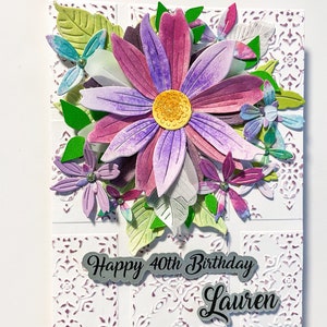 Toutes les occasions Carte de voeux découpée, Carte florale, Carte aquarelle, Carte personnalisée faite main, Carte en relief, Carte 3D, Carte d'anniversaire, Carte unique