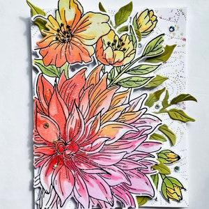 All Occasion Die Cut Greeting Card, Floral Card, Watercolour Card, Handmade Custom Card, Mother's Day Card, 3D Card, Birthday Card