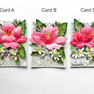 All Occasion Die Cut Greeting Card, Floral Card, Watercolour Card, Handmade Custom Card, Embossed Card, 3D Card, Birthday Card, Unique Card