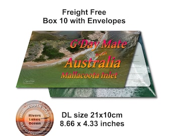 G'Day Mate Aussie Greeting Card, Rivers Lakes Ocean Scenic Postcard DL 2