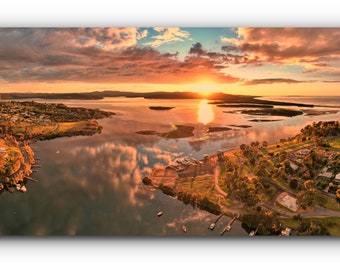 Canvas 90x30cm Panorama van Lake Mallacoota Zonsopgang 15 juli 2021