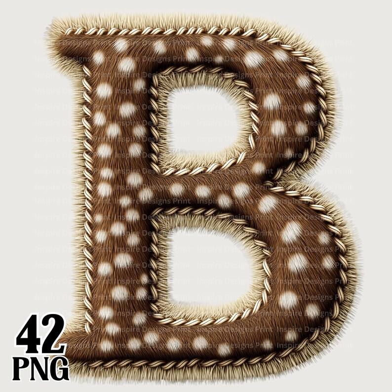 Deer Hide Alphabet Letters, Faux Animal Hide Print Font Clipart, A-Z ...