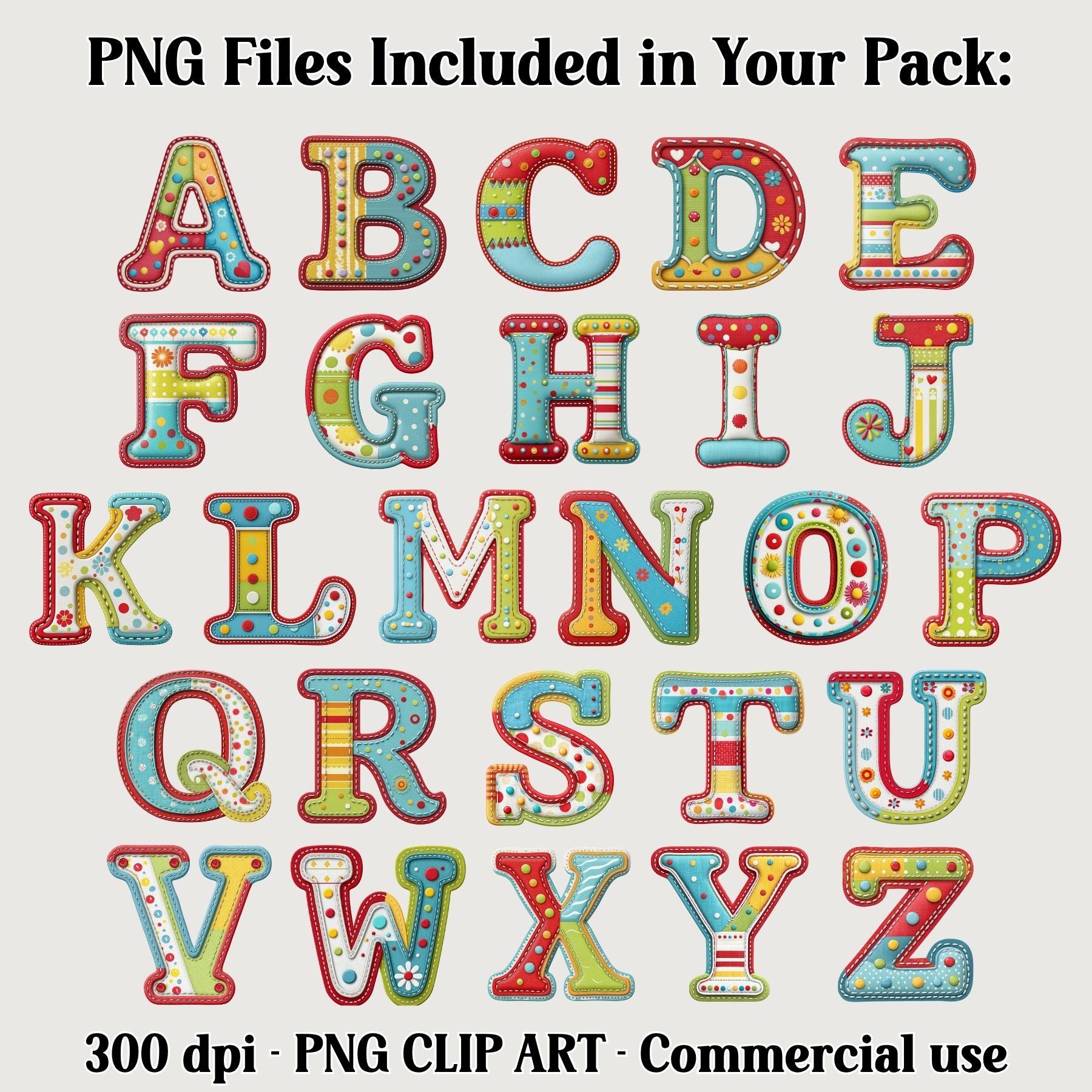 Bright Funky Alphabet Letters, Fun Vibrant Dotted School Classroom Font ...