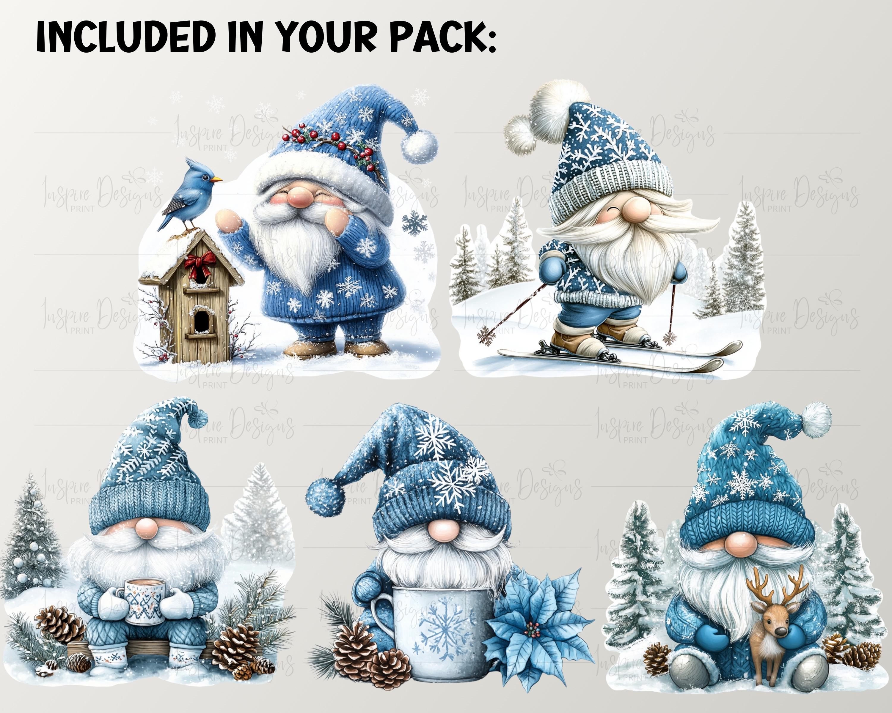Blue Winter Gnomes Clipart, Craft Christmas Decorations, Instant ...