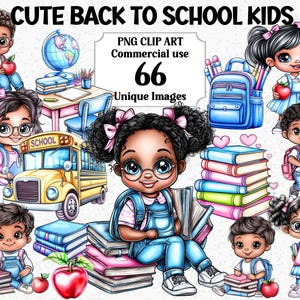 Joli retour à l'école des enfants des cliparts commerciaux enfants filles garçons gens fille fils sac bureau Apple livres Transparent sublimation PNG paquet