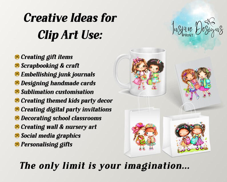 School Friends - Girls Clipart Commercial Use Children Cute Back to ...