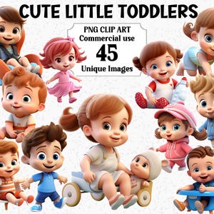 Imágenes prediseñadas de niños pequeños en estilo 3D, niños, personas, hijos, hijas, bebés y familias, paquete PNG de sublimación transparente comercial
