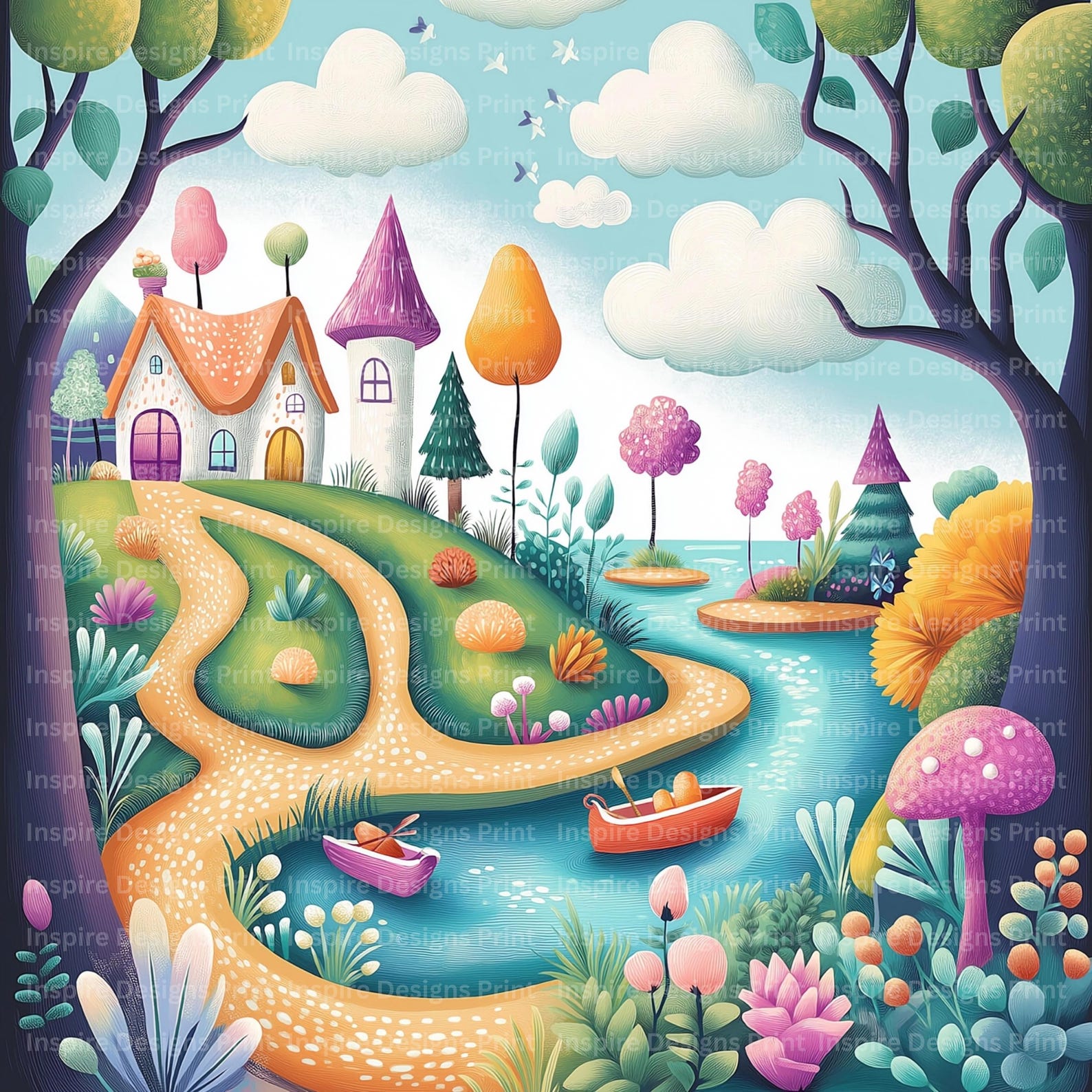Whimsy Background Simple Floral Lakeside Whimsy Clipart Colorful Whimsical Backgrounds Quirky ...