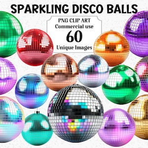 Akwarela Clipart Kul Dyskotekowych - Impreza Celebracyjna / Klub Nocny / NYE, Natychmiastowe Pobieranie, Wykorzystanie Komercyjne, Przezroczysty Sublimacja PNG Bundle