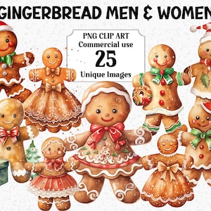 Peperkoek mannen en vrouwen aquarel kerst clipart, ambachtelijke kaarten scrapbooking decoratie, commercieel gebruik transparante png-sublimatiebundel