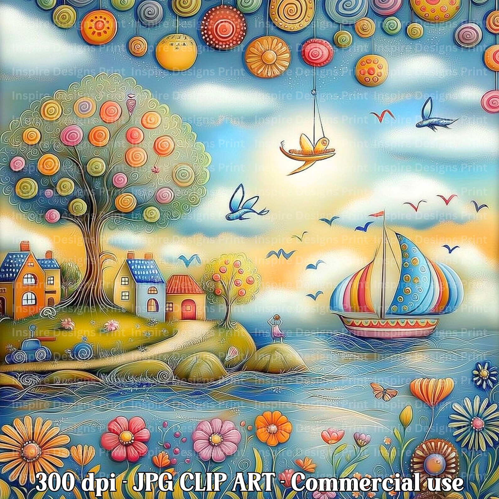 Whimsy Clips Background Floral Lakeside Whimsy Clipart Colorful Whimsical Backgrounds Quirky ...