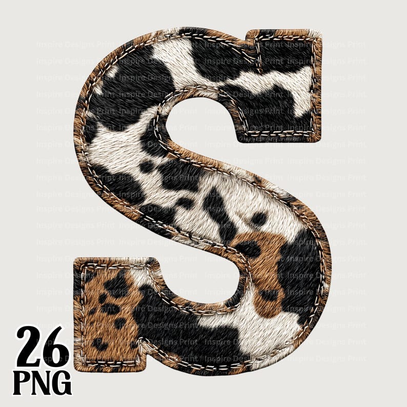 Faux Cowhide Alphabet Letters, Animal Print Font Clipart, A-Z Digital ...
