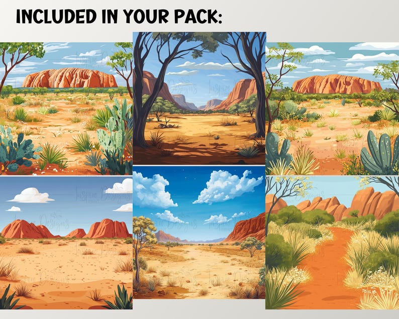 Australian Outback Backgrounds Clipart Scenes, Digital & Paper Craft ...