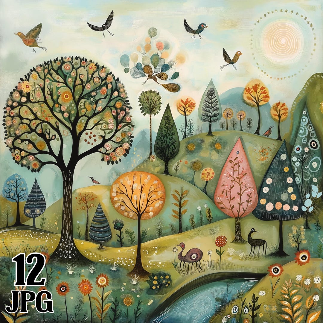 Whimsy Clips Background Clipart Scenery Vibrant Whimsy Landscapes Digital & Paper Craft Instant ...