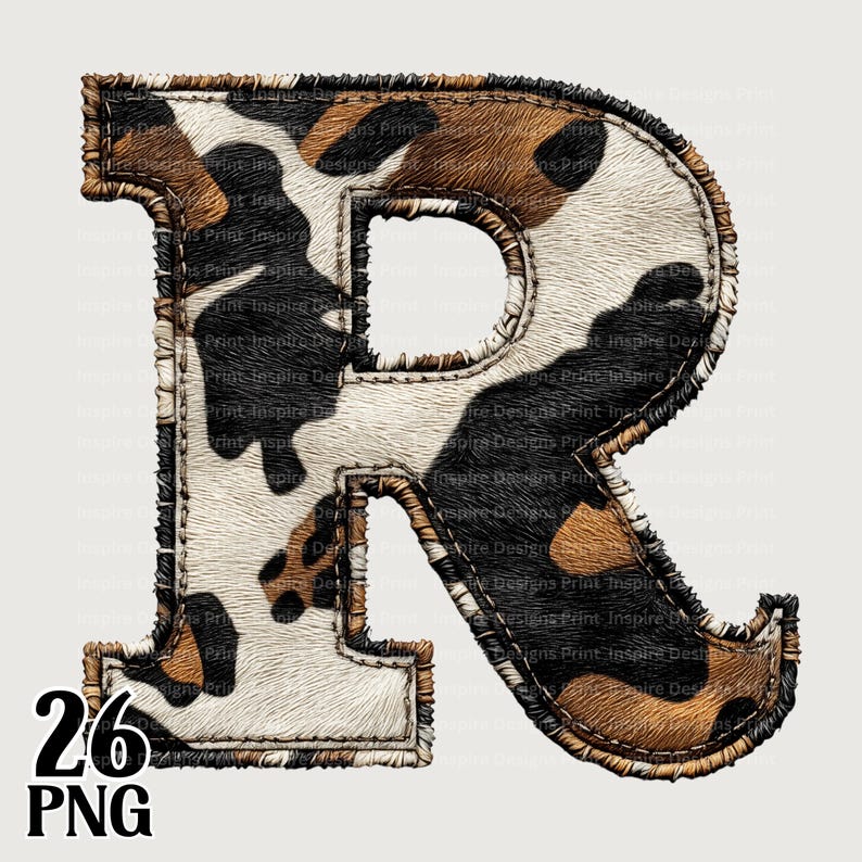 Faux Cowhide Alphabet Letters, Animal Print Font Clipart, A-Z Digital ...