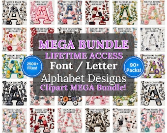 Alphabet Letter Set MEGA Bundle! All FONT sets in ENTIRE Store! Commercial Images - Lifetime Shop Access!