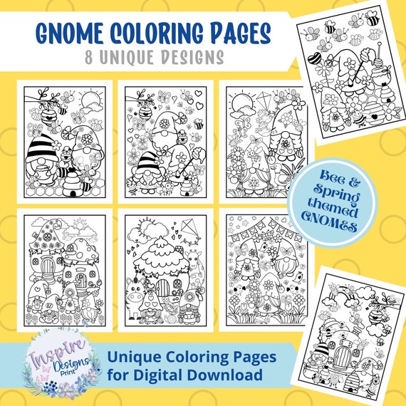 8 GNOME Coloring Pages  Printable Original Activity Pages for