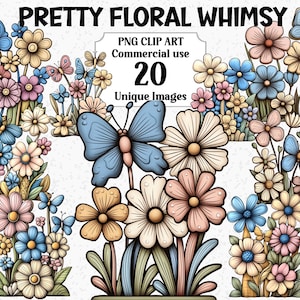 Clipart assez floral fantaisie PNG Transparent fleurs Téléchargement numérique instantané à usage commercial PNG Sublimation Bundle invite décoration artisanat