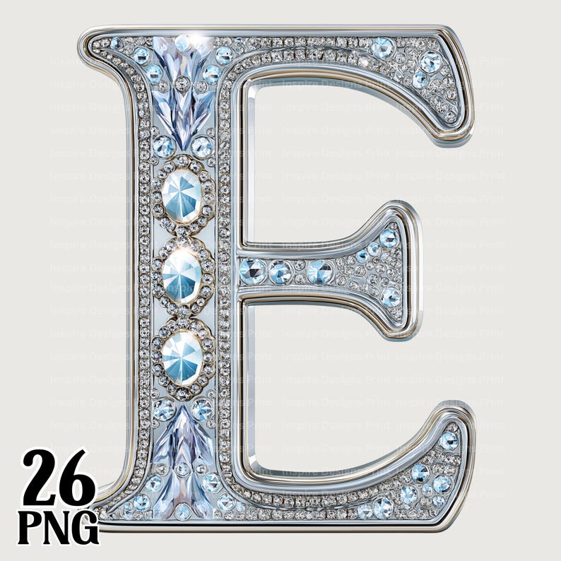 Gems Lettering Silver Faux Rhinestone Alphabet Letters, Elegant Sparkly Faux Gem Font ...