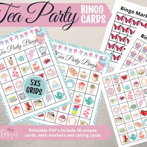 Tea Party BINGO-kaarten - Afdrukbaar Tea Party BINGO-spel voor volwassenen en kinderen van alle leeftijden! - Tea Party Verjaardag Activiteit Craft Sheet