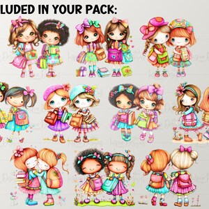 School Friends - Girls Clipart Commercial Use Children Cute Back to ...