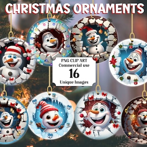 3D carino pupazzi di neve di Natale sfondare ornamento sublimazione PNG, download immediato uso commerciale clipart, pacchetto cerchio di Natale trasparente