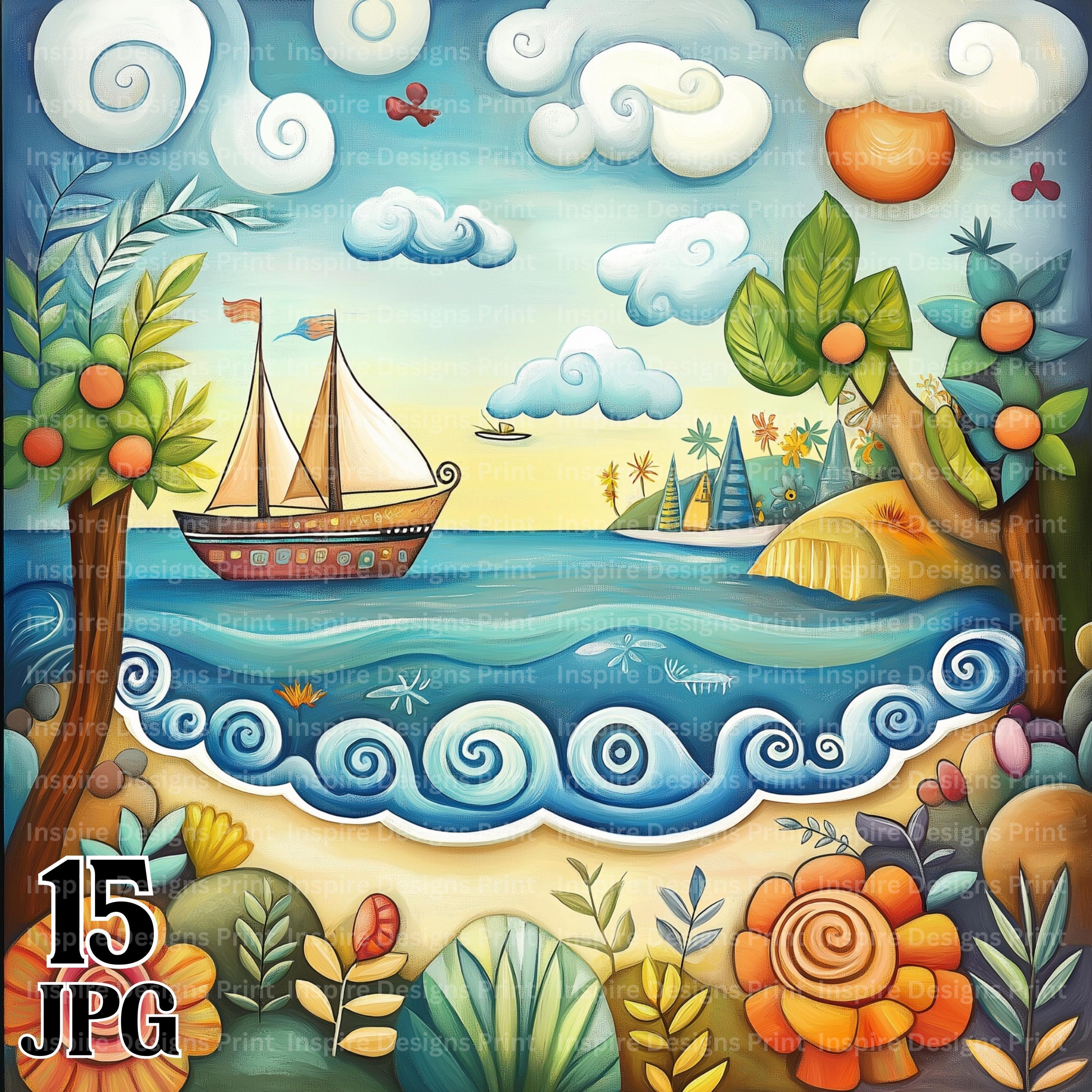 Whimsy Clips Background Floral Lakeside Whimsy Clipart Colorful Whimsical Backgrounds Quirky ...