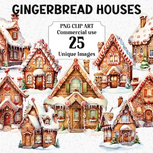 Peperkoekhuisjes aquarel kerst illustraties, ambachtelijke scrapbooking decoraties, instant download commercieel gebruik Transparante png PNGEgg