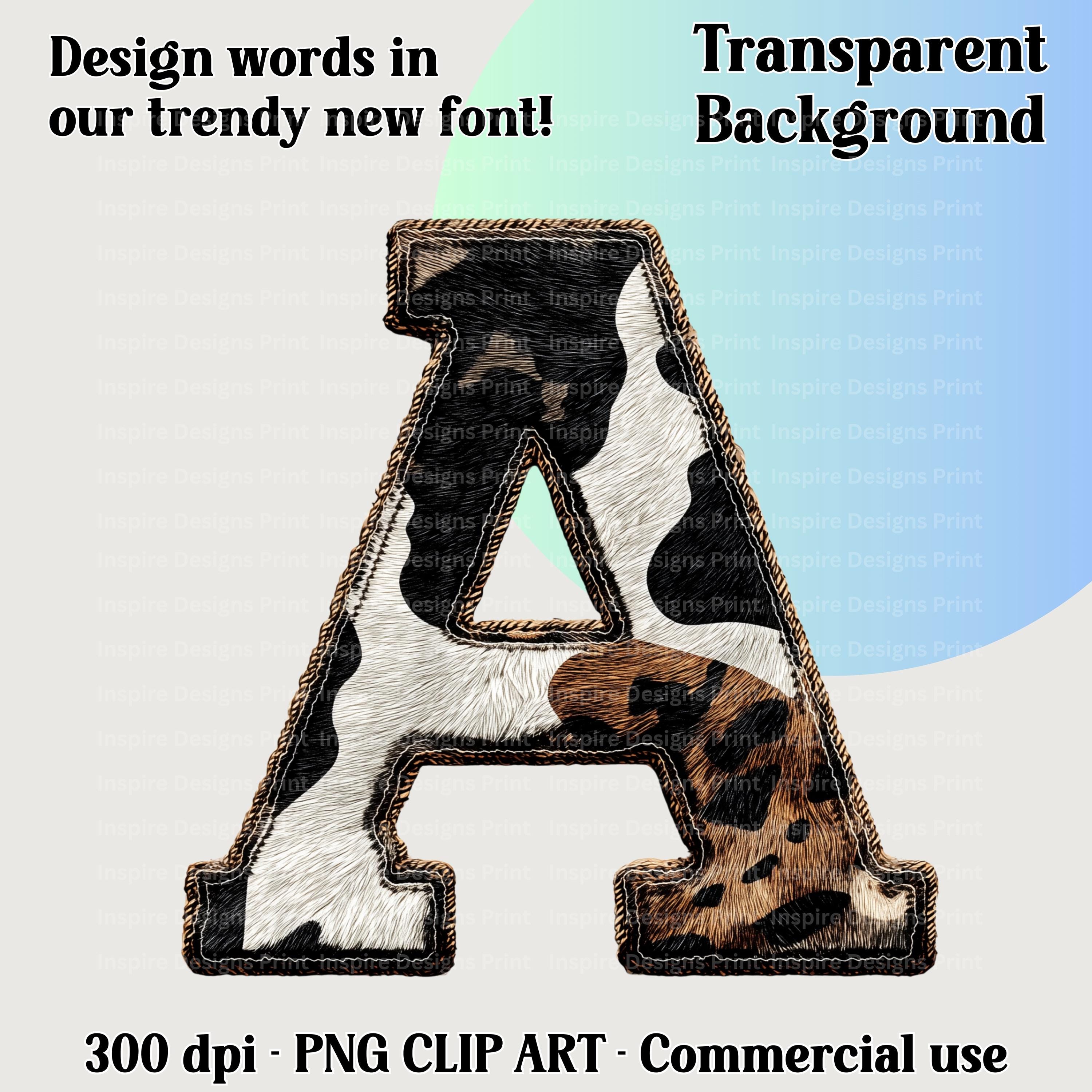Faux Cowhide Alphabet Letters, Animal Print Font Clipart, A-Z Digital ...