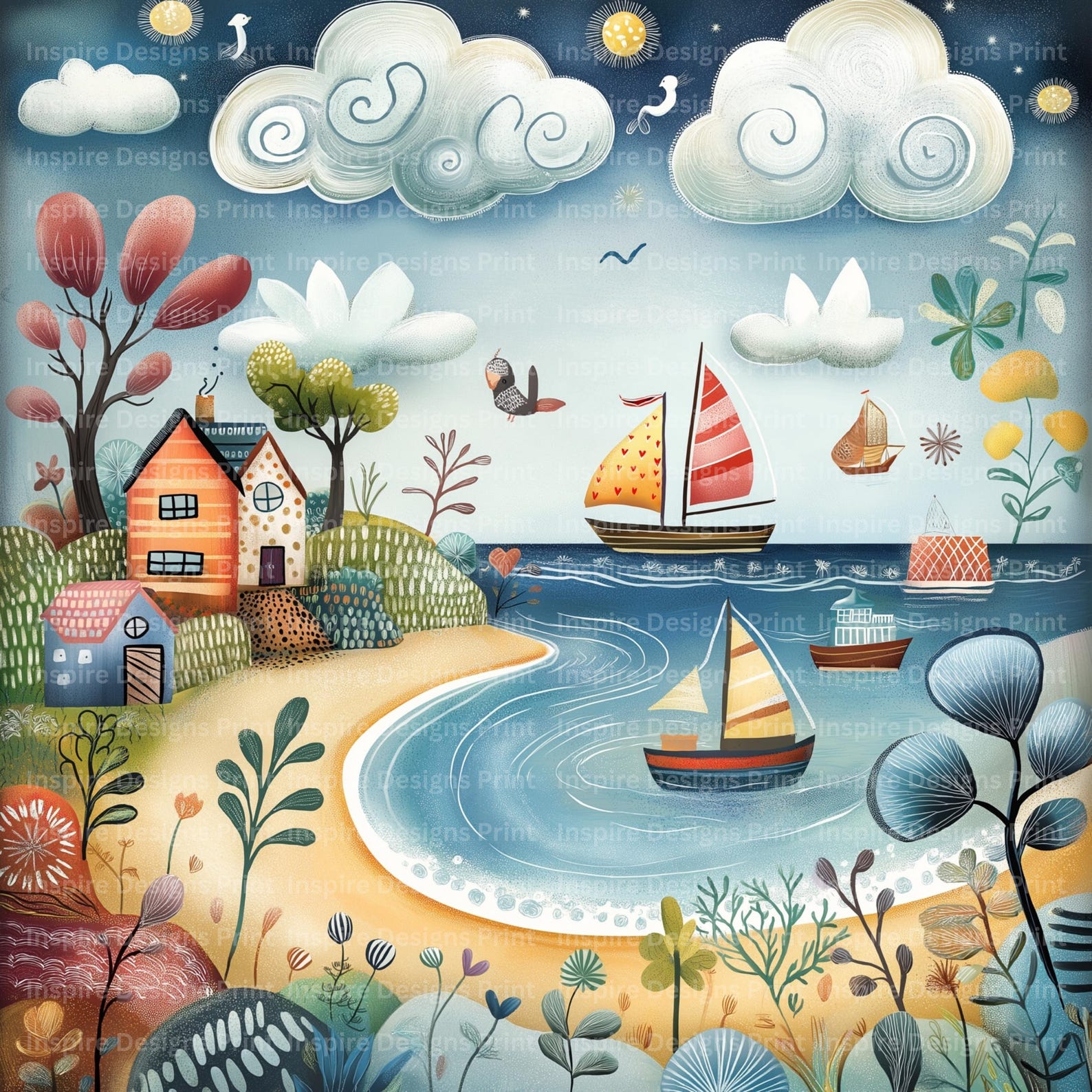 Whimsy Clips Water Clipart Fun Waterfront Whimsy Quirky Whimsical Scenes Background ...
