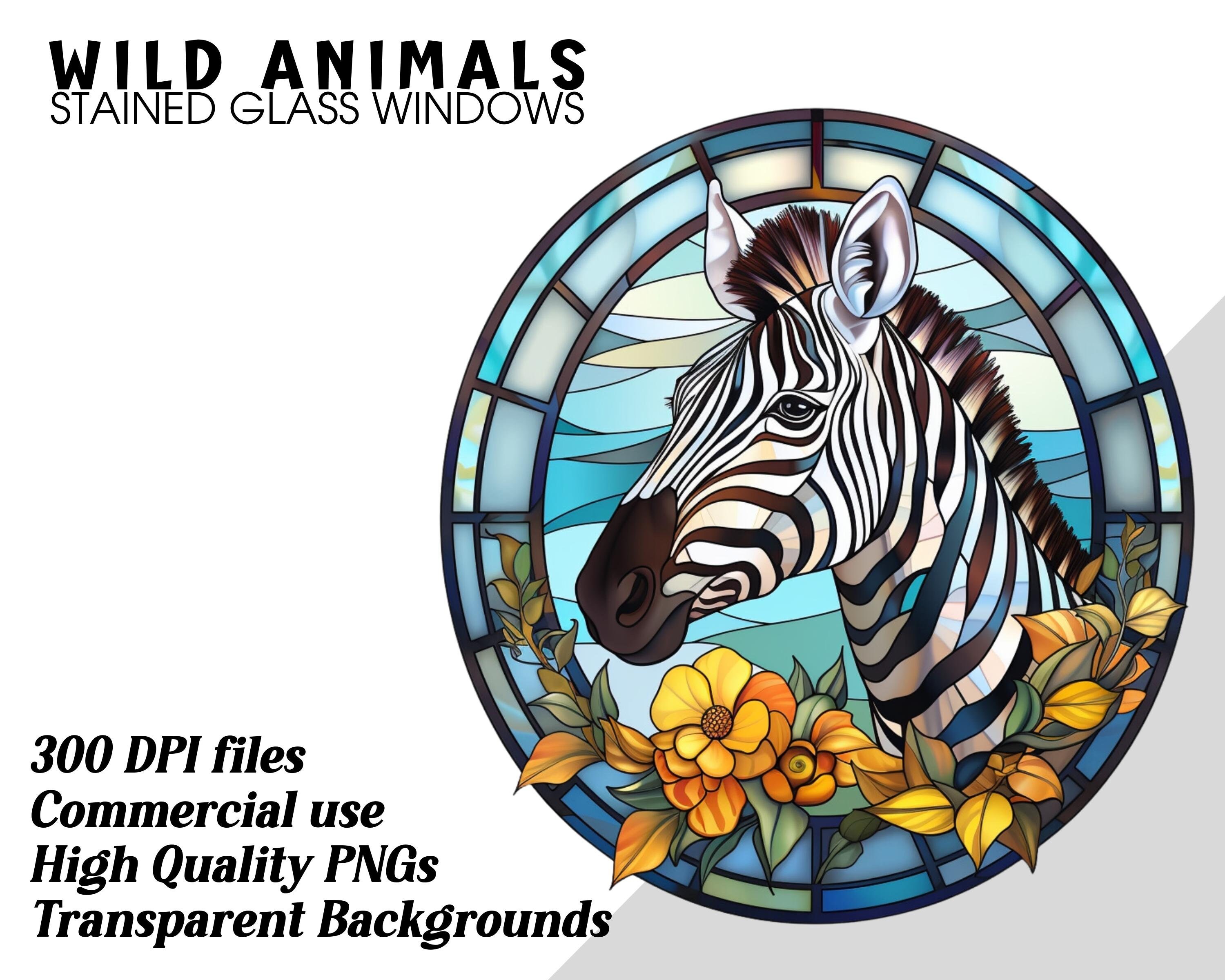 Wild Animals Stained Glass Windows Clipart, Digital & Paper Crafts ...