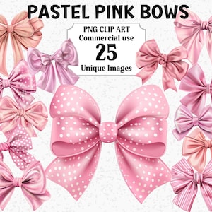 Fiocchi rosa pastello acquerello vibrante civetta clipart decorazioni, artigianato digitale/cartaceo, nastro trasparente commerciale PNG pacchetto sublimazione