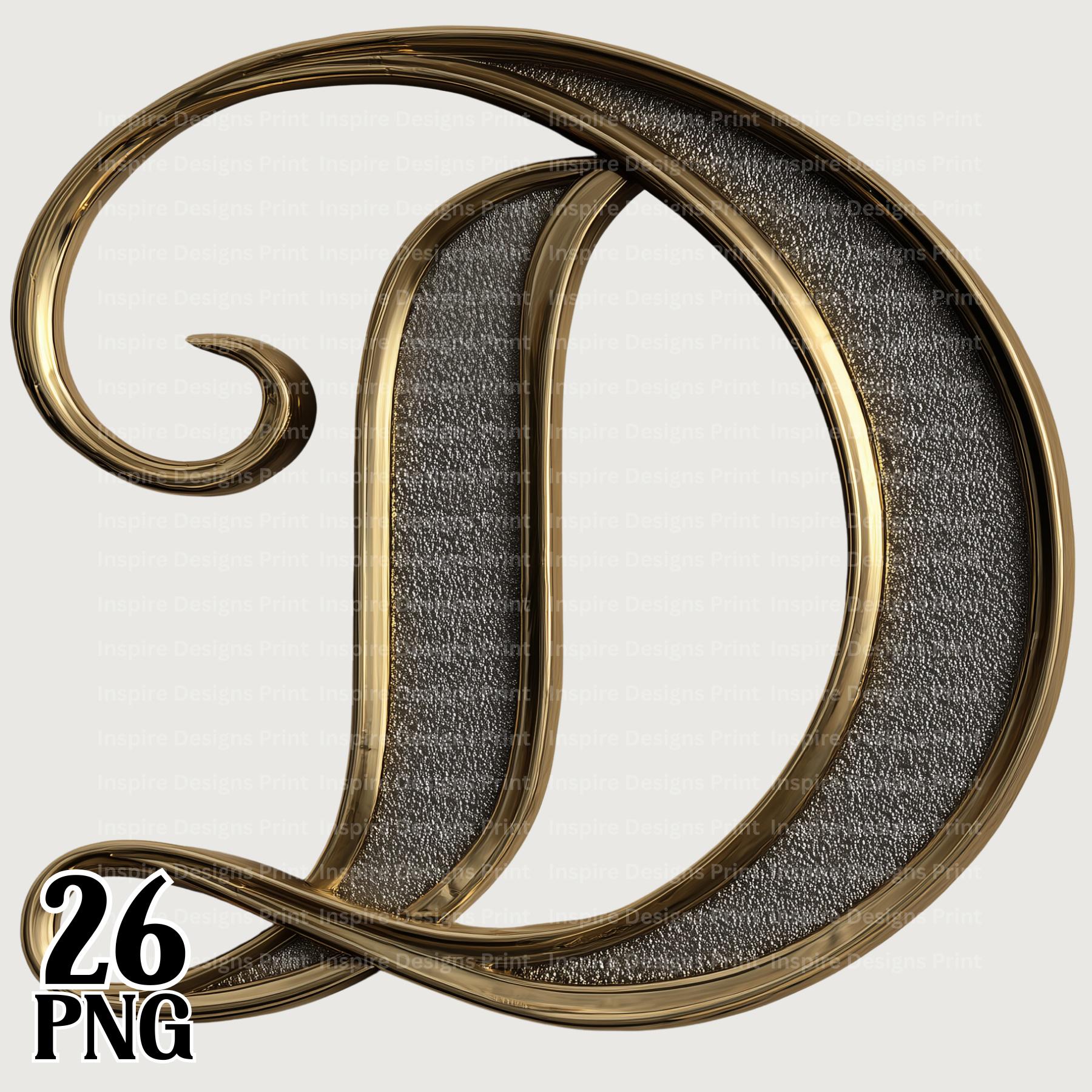 Gold & Black Elegant Alphabet, Sparkly Letters Formal Font Clipart, A-Z ...