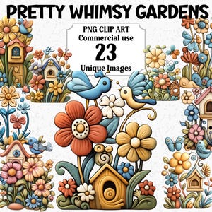 Clipart de jardines bonitos y extravagantes, PNG transparente, lindas flores, descarga digital instantánea, uso comercial, PNG, sublimación, paquete, invitaciones, decoración