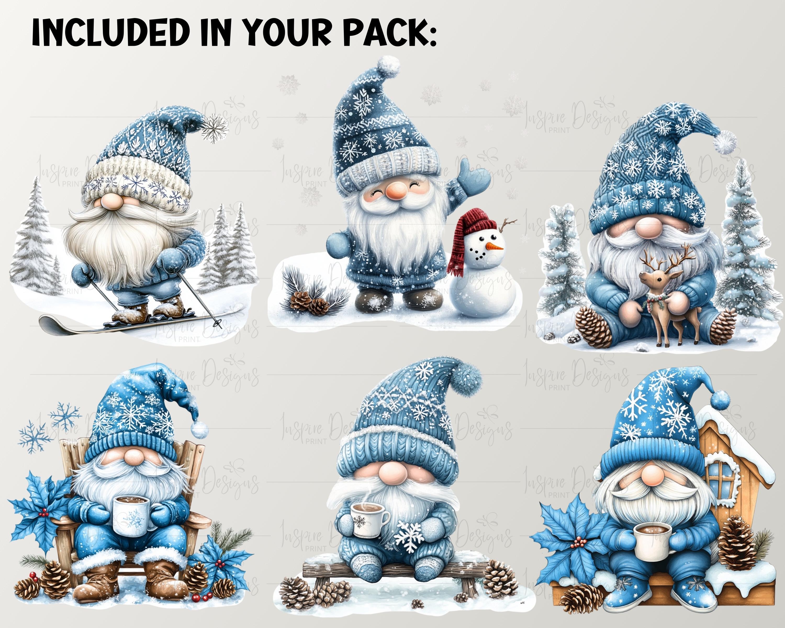 Blue Winter Gnomes Clipart, Craft Christmas Decorations, Instant ...