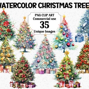 Bundel aquarel kerstbomen clipart decoraties, pastel ambachtelijke kaarten nodigt, instant download commercieel gebruik transparante kerst png