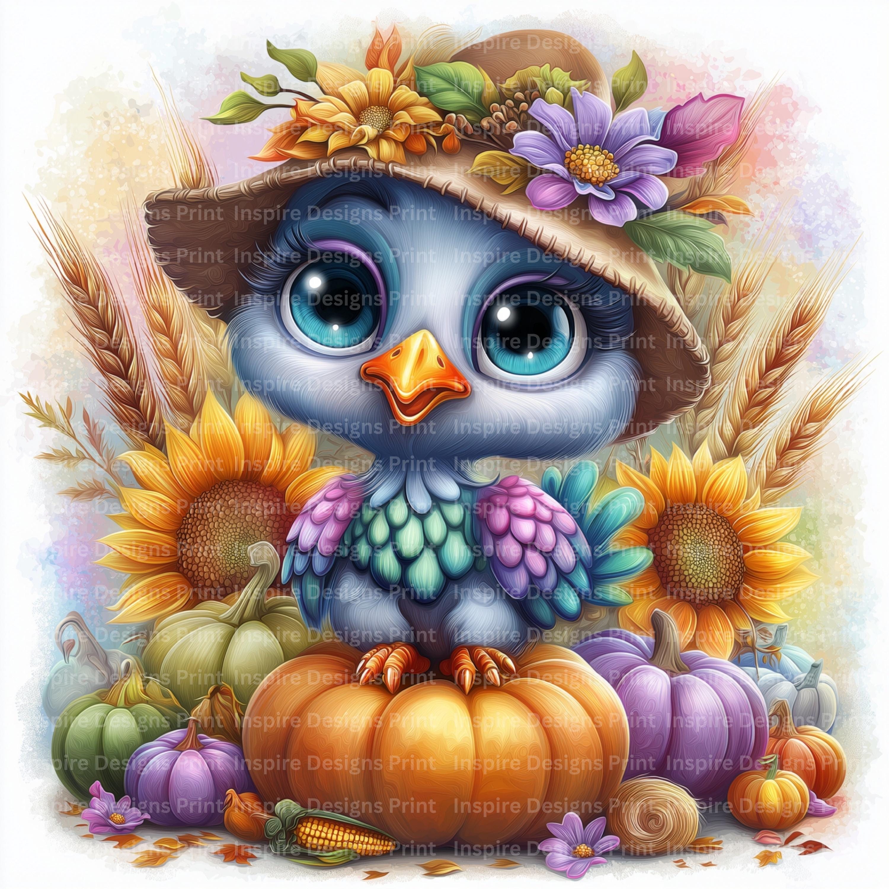 Cute Fall Turkeys Watercolor Clipart Vibrant Animal Digital Papers ...
