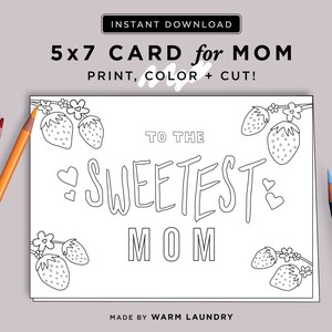 Tarjeta imprimible para todas las ocasiones de mamá / Día de la Madre / Tarjeta de cumpleaños de mamá / Tarjeta de mamá de niños / Página para colorear del Día de la Madre DIY / DESCARGA DIGITAL