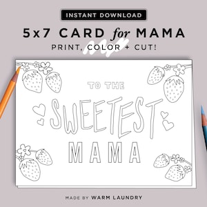 Druckbare Mama Karte | Muttertag | Mama Geburtstagskarte | Karte von Kids | Muttertag Malvorlage DIY | DIGITALER DOWNLOAD