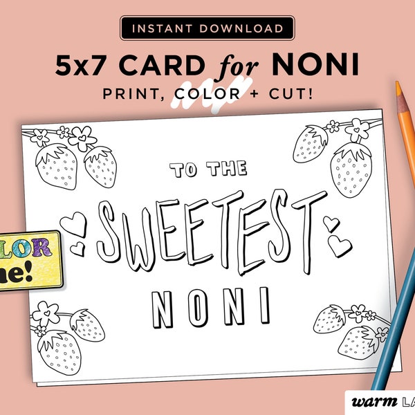 Noni Printable Card | Noni Mother's Day | Noni Birthday Card | Noni Card from Kids | Noni Coloring Page DIY Last Minute | DIGITAL DOWNLOAD