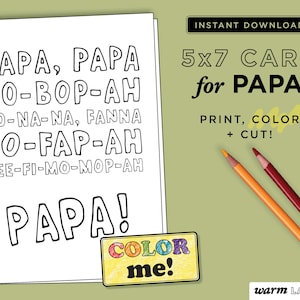 Papa Printable Card | Papa Father's Day Card | Papa Birthday | Papa Card from Kids | Papa Coloring Page | Last Minute DIY | DIGITAL DOWNLOAD